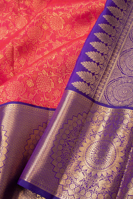 Rusty Red Korvai Bridal Kanjivaram Pure Zari Silk Saree 10073936