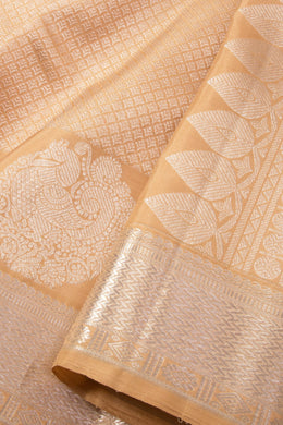 Pastel Beige Korvai Bridal Kanjivaram Pure Zari Silk Saree 10073960