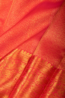 Carmine Red Monotone Bridal Kanjivaram Pure Zari Silk Saree 10074733
