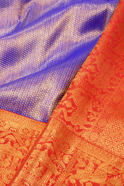 Slate Blue Ethirmarai Bridal Kanjivaram Pure Zari Silk Saree 10074741