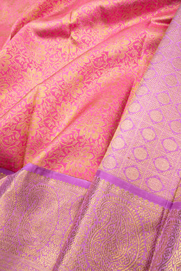 Brink Pink Korvai Bridal Kanjivaram Pure Zari Silk Saree 10074744