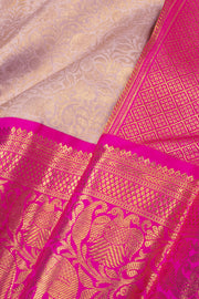 Pastel Beige Korvai Bridal Kanjivaram Pure Zari Silk Saree 10074747