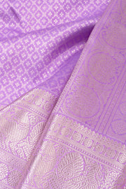 Plum Lavender Monotone Bridal Kanjivaram Pure Silk Silver Zari Saree 10074750
