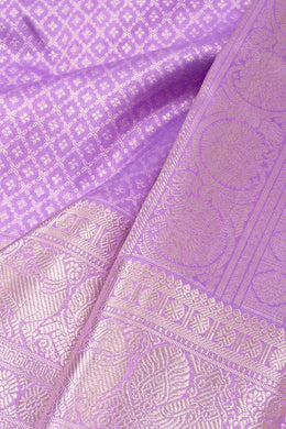 Plum Lavender Monotone Bridal Kanjivaram Pure Silk Silver Zari Saree 10074750