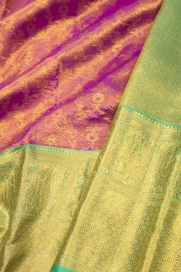 Pinky Purple Nakashi Bridal Kanjivaram Tissue Silk Saree 10074754