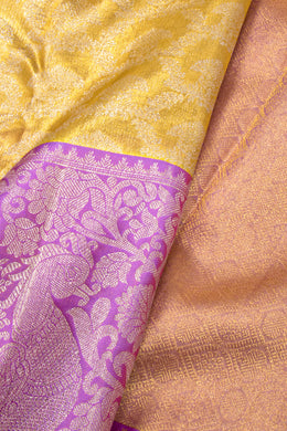 Yellowish Gold Bridal Kanjivaram Tissue Silk Saree 10074758