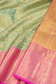 Green Kanjivaram Pure Silk Saree with Contrast Pallu  10074796