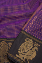 Mythical Purpl Kanjivaram Silk Saree with Checks Design 10075631