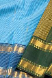  Sky Blue Kanjivaram Silk Saree with Checks Design 10075632
