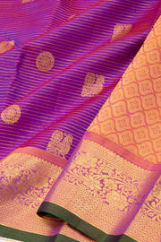 Dark Magenta Kanjivaram Silk Saree with Checks Design 10075633