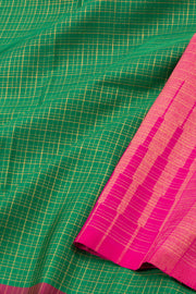 Tropical Rainforest Kanjivaram Silk Saree with Checks Design 10075634
