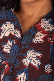 Marron Jahota Hand Block Cotton Kurtis10072392