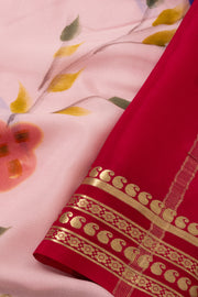 Pink Mysore Crepe Floral Silk Saree 10076683