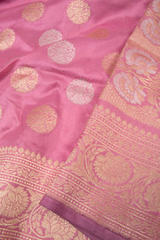 Tulip Pink Handloom Banarasi Kadhwa Katan Silk Saree 10063211