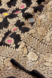 Black Handloom Banarasi Katan Silk Saree 10068911 - Avishya