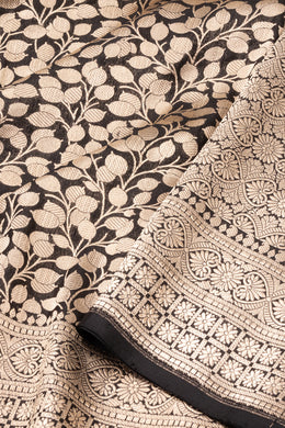 Black Handloom Banarasi Katan Silk Saree 10074259