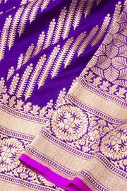 Purple Handloom Banarasi Katan Silk Saree 10074261