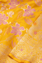 Yellow Handloom Banarasi Katan Silk Saree 10074263