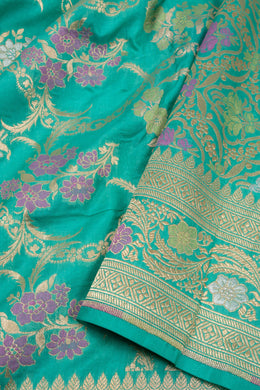 Blue Handloom Banarasi Meenakari Katan Silk Saree 10074265