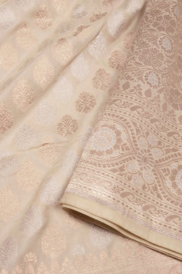 Beige Handloom Banarasi Katan Silk Saree 10074269