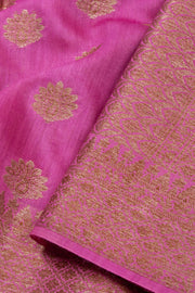 Pink Handloom Banarasi Muga Silk Saree 10074270