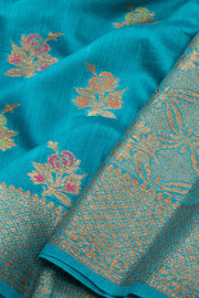 Blue Handloom Banarasi Muga Silk Saree 10074273