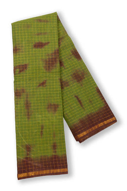 Green Handcrafted Sungudi Cotton Saree 10074462