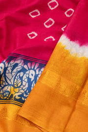 Dark Pink Handcrafted Sungudi Cotton Saree 10074466