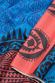 Blue Printed Semi Tussar Silk Saree 10074898