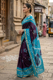 Purple Handcrafted Sungudi Cotton Saree 10074928