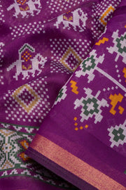 Purple Patola Printed Silk Cotton Saree 10074939