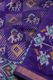 Purple Patola Printed Silk Cotton Saree 10074940