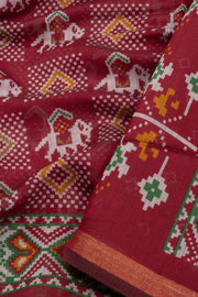 Red Patola Printed Silk Cotton Saree 10074943