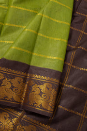 Green Handcrafted Sungudi Cotton Saree 10077096