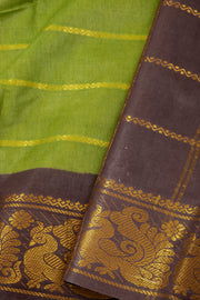 Green Handcrafted Sungudi Cotton Saree 10077096