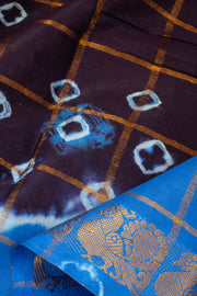 Brown Handcrafted Sungudi Cotton Saree 10077104