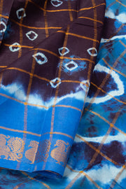 Brown Handcrafted Sungudi Cotton Saree 10077104