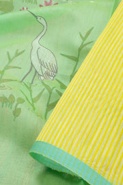 Green Handloom Printed Chanderi Silk Cotton Saree