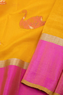 Yellow Chanderi Printed Silk Cotton Saree 10075364