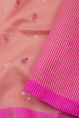 Peach Chanderi Printed Silk Cotton Saree 10075372