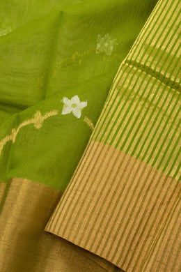 Green Chanderi Silk Cotton Saree 10075374