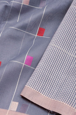 Grey Chanderi Silk Cotton Saree 10075379