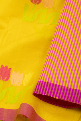 Yellow Chanderi Silk Cotton Saree 10075382