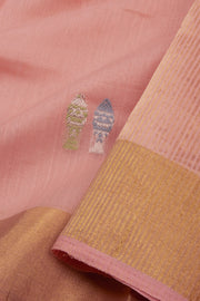 Peach Chanderi Silk Cotton Saree 10075383