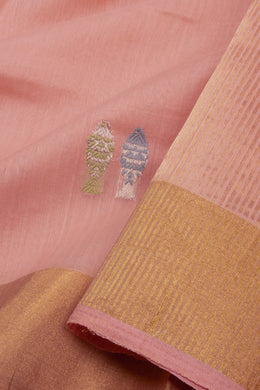 Peach Chanderi Silk Cotton Saree 10075383