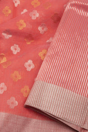 Peach Chanderi Jaal Design Silk Saree 10075385