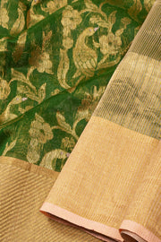 Green Chanderi Jaal Design Silk Saree 10075388