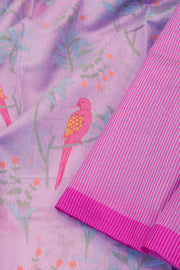 Lavender Chanderi Printed Silk Cotton Saree 10075928