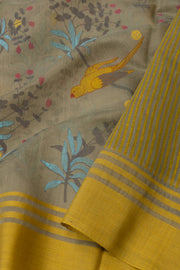 Green Chanderi Printed Silk Cotton Saree 10075932