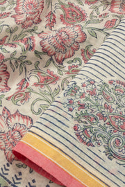 Off White Printed Chanderi Silk Cotton Saree - Avishya 